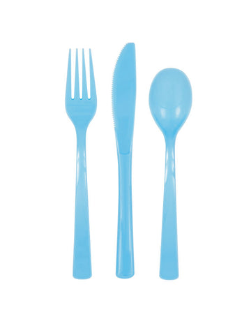 18 Pastel Blue Plastic Cutlery