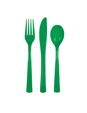 18 Emerald Green Plastic Cutlery