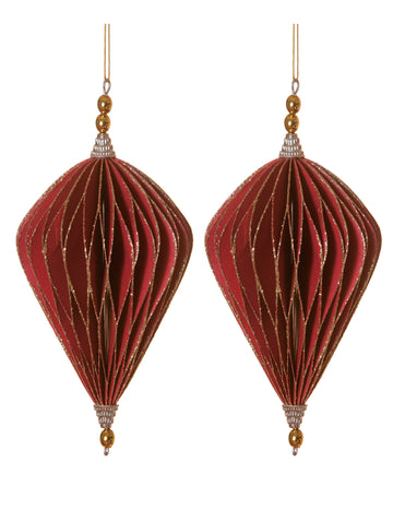 2 Origami Suspensions Red Diamonds 13 cm