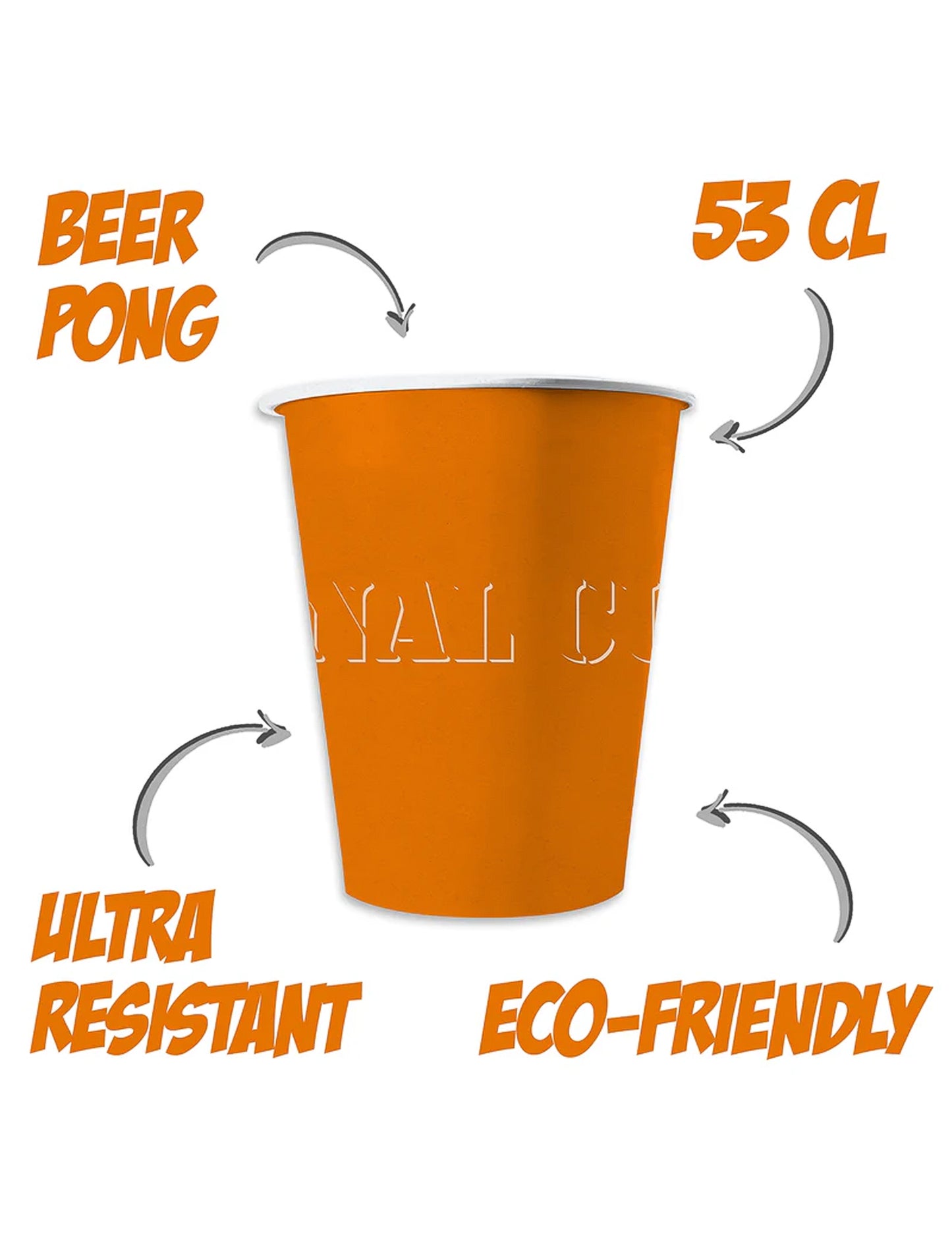 20 amerických šálků recyklovatelných oranžových 53cl lepenek