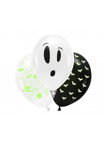 3 Fluo Halloween Latex Balloons 27 cm