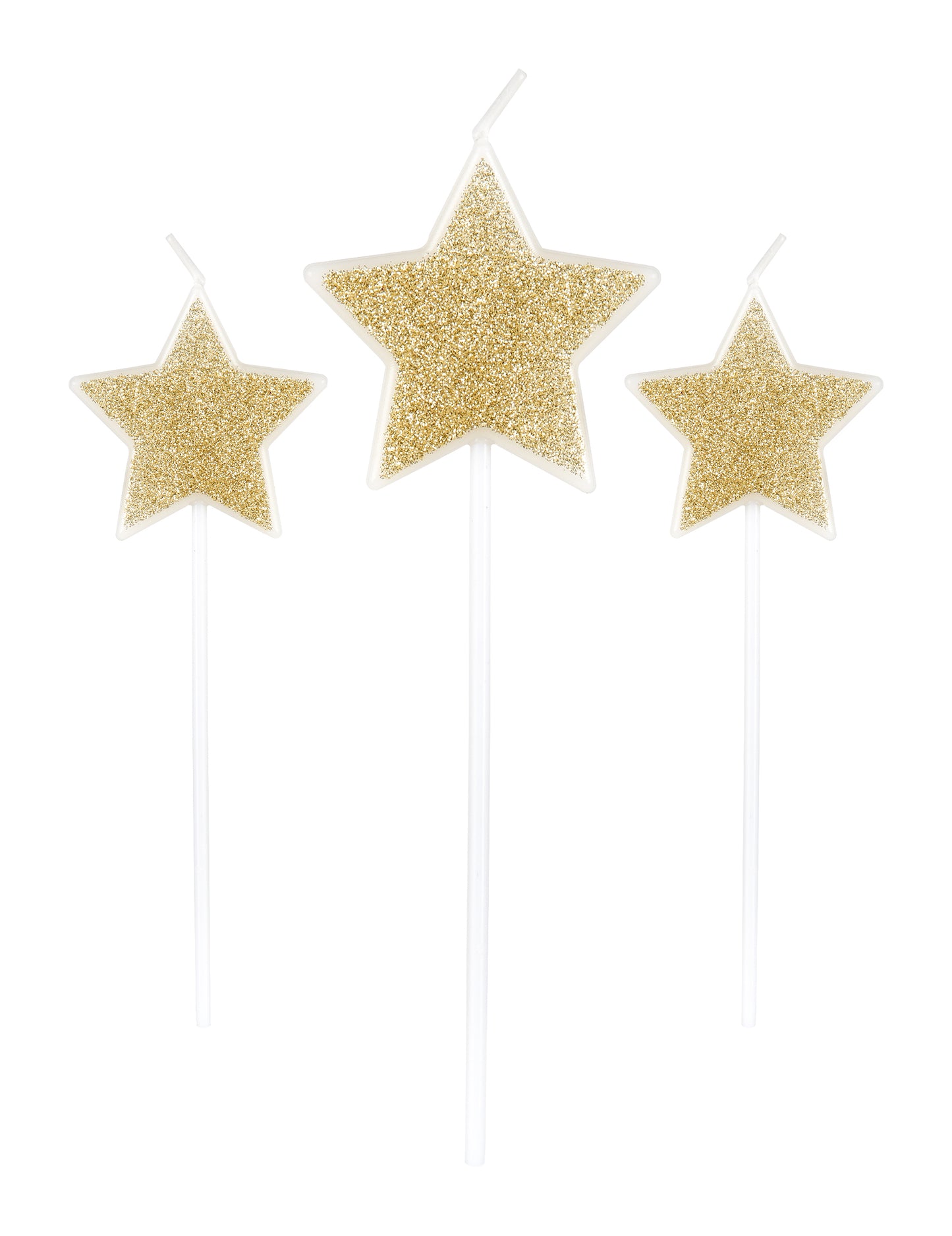 3 svíčky na hvězdách Glitter Stars Champagne 11 cm