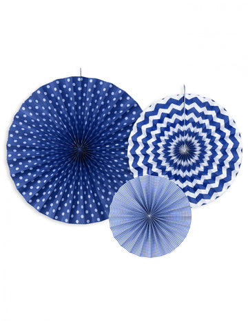 3 Rosettes in Thare Blue Paper 23, 32 a 40 cm