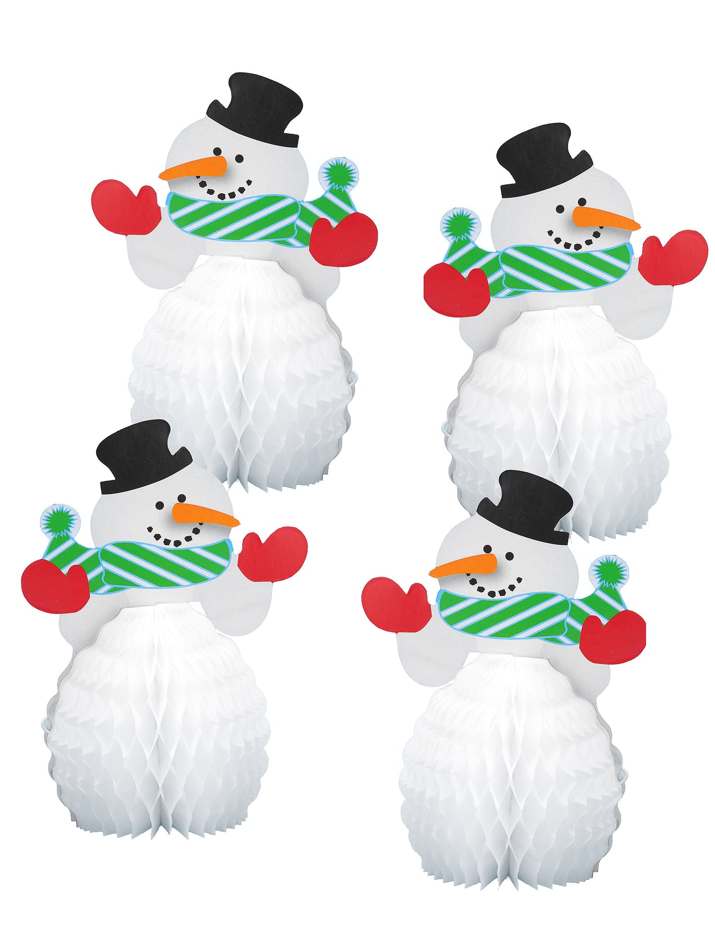 4 Mini Snowman Table Man Centers 15 cm