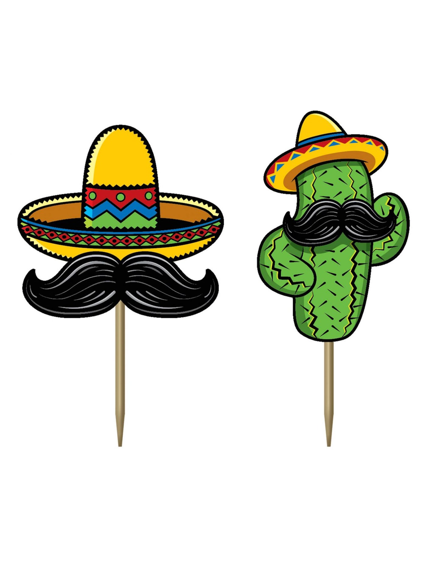 50 Mexican Fiesta Cardboard Peaks 7 cm