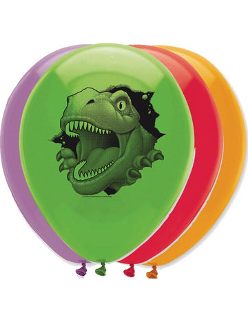 6 Latex Balloons Birthday Dinosaurs 30 cm