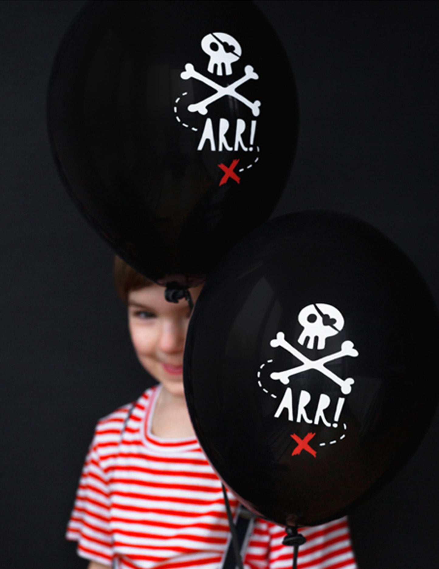 6 Latex Balloons Black Pirate oslava 30 cm