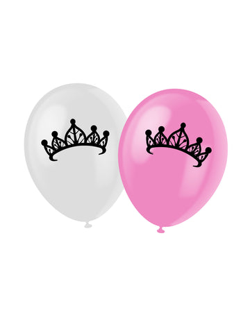 6 Pink Princess Latex Balloons 30 cm