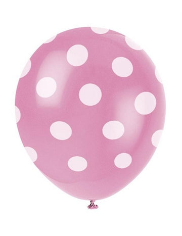 6 Pink Dot Pink Balloons 30 cm White Dot Pool