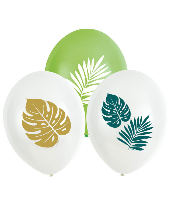 6 Tropical Chic Latex Balloons 27,5 cm