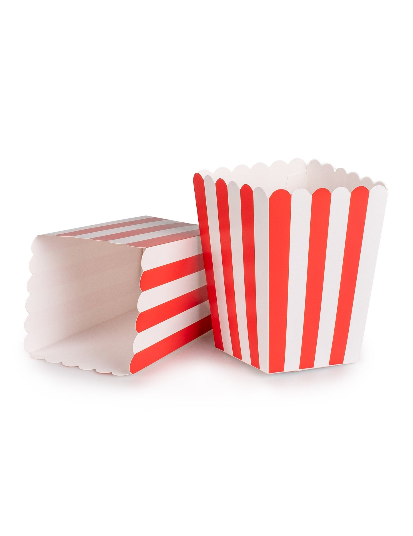 6 Popcorn Boxes in Red and White Cardboard 7 x 12,5 cm