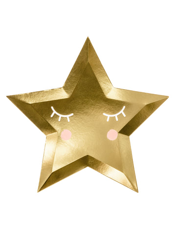 6 Cardboard Decorations Golden Star Thave Metallic 27 cm