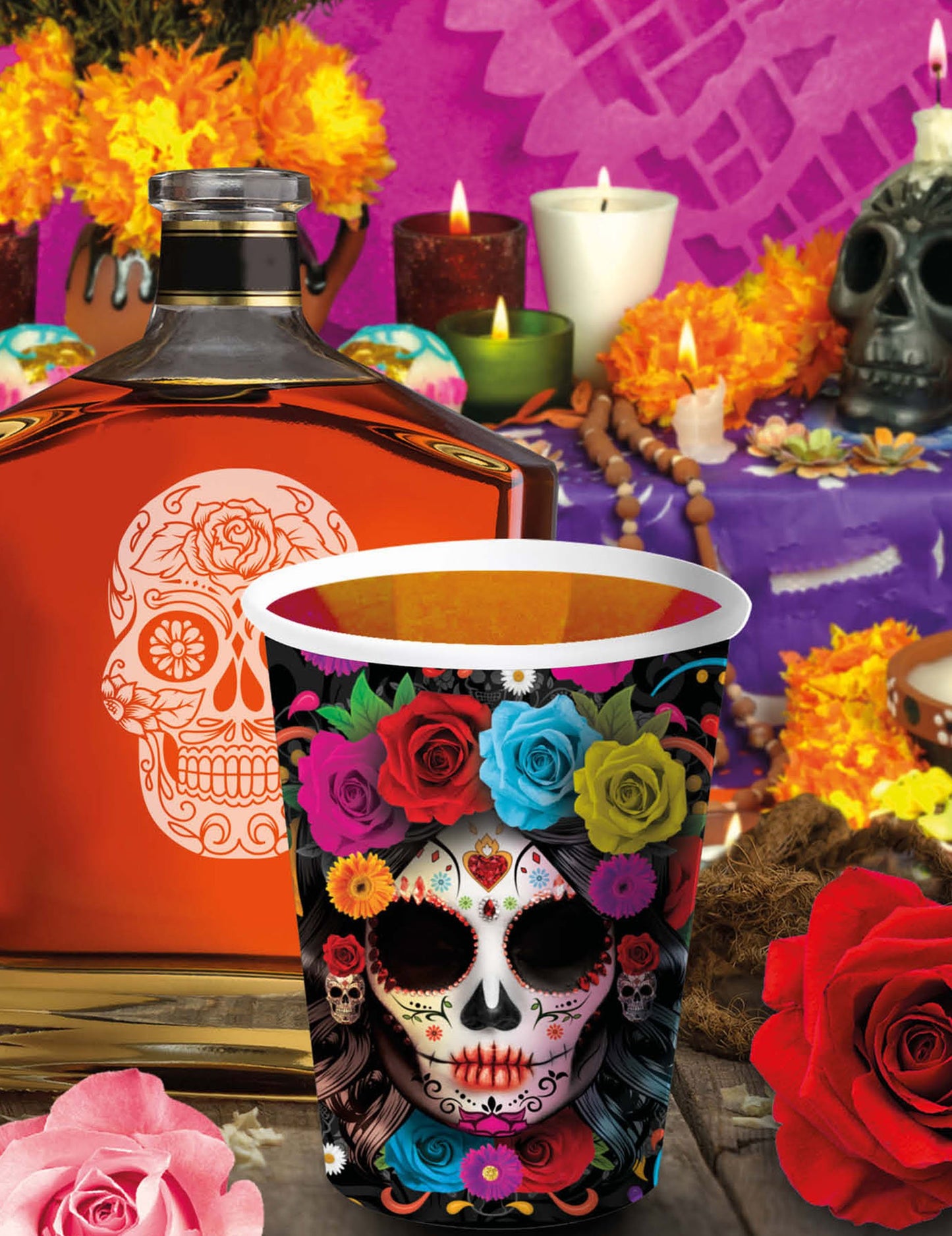 6 Catrina Dia de los muertos 240 ml šálků