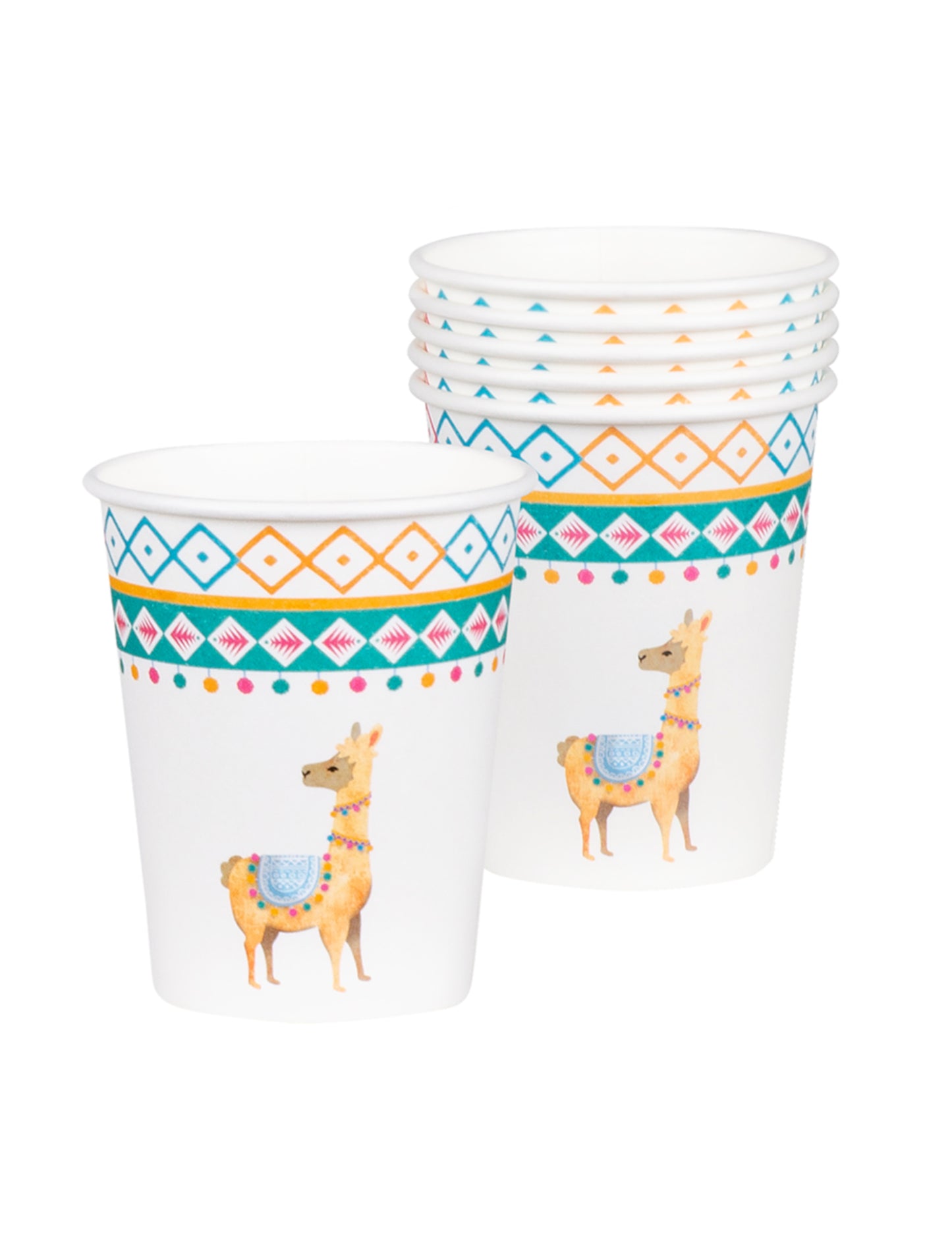 6 White Lama Cardboard Cups 25 Cl