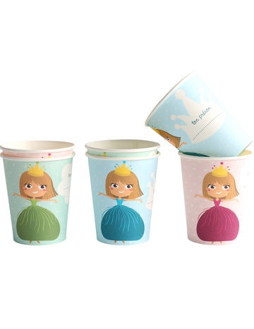 6 Princess Cardboard Cups 25 Cl