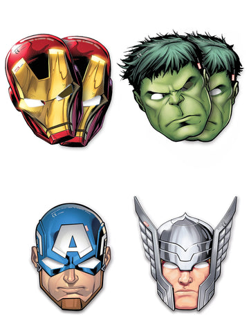 6 lepenkových mask Avengers Mighty