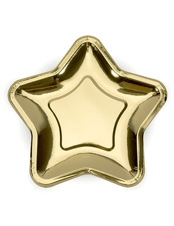 6 malých talířů v kartonu Golden Metal Star 18 cm