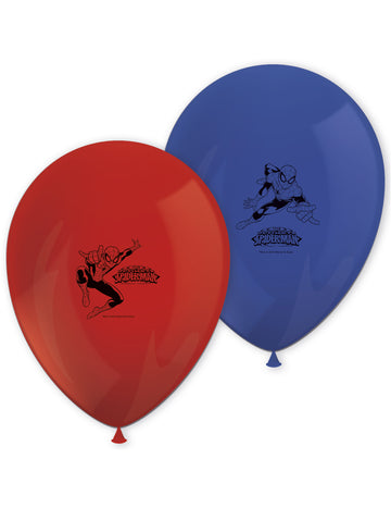 8 Blue a Red Spiderman Latex Balloons