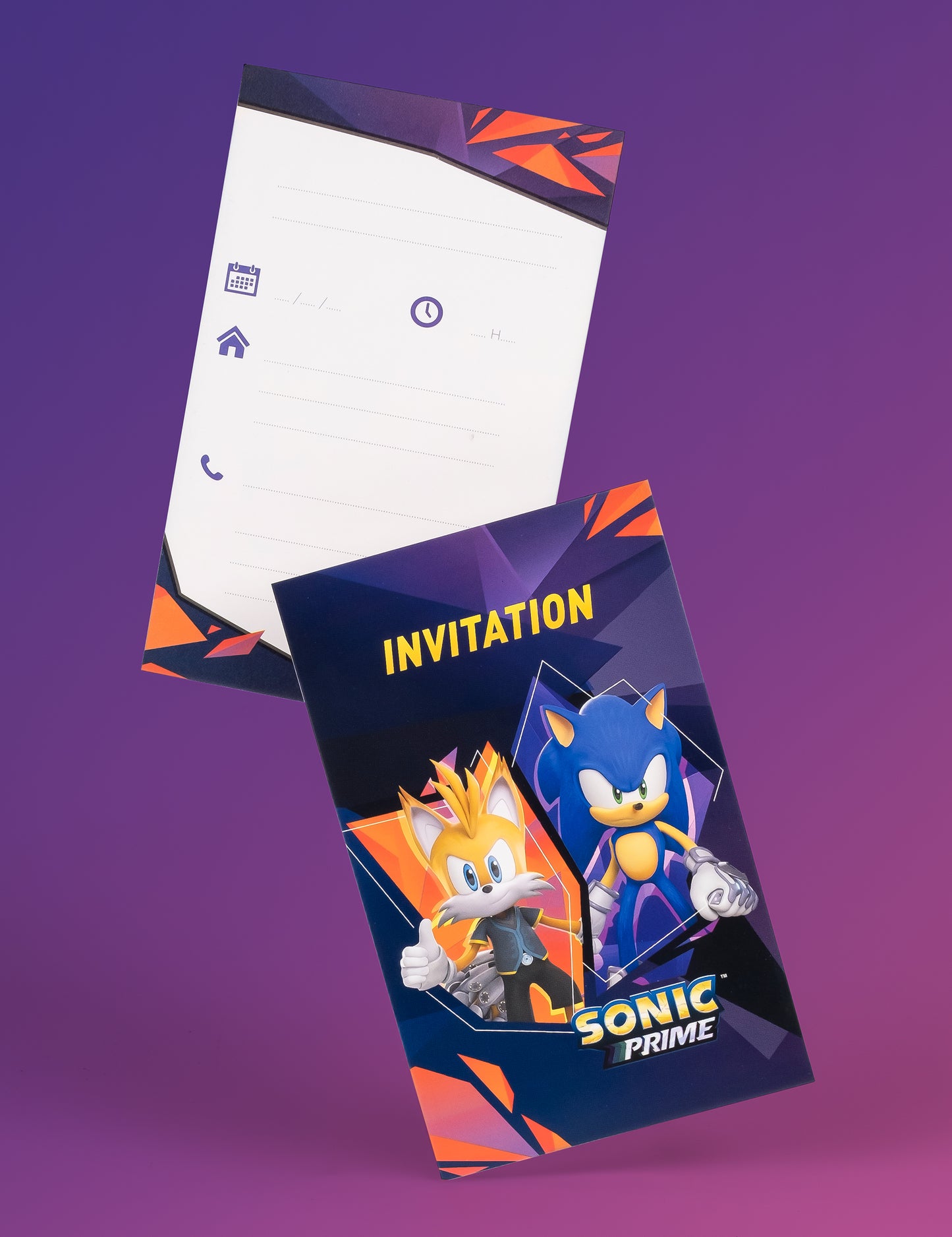 8 Sonic Prime Sonic Invitation Cards 10 x15 cm