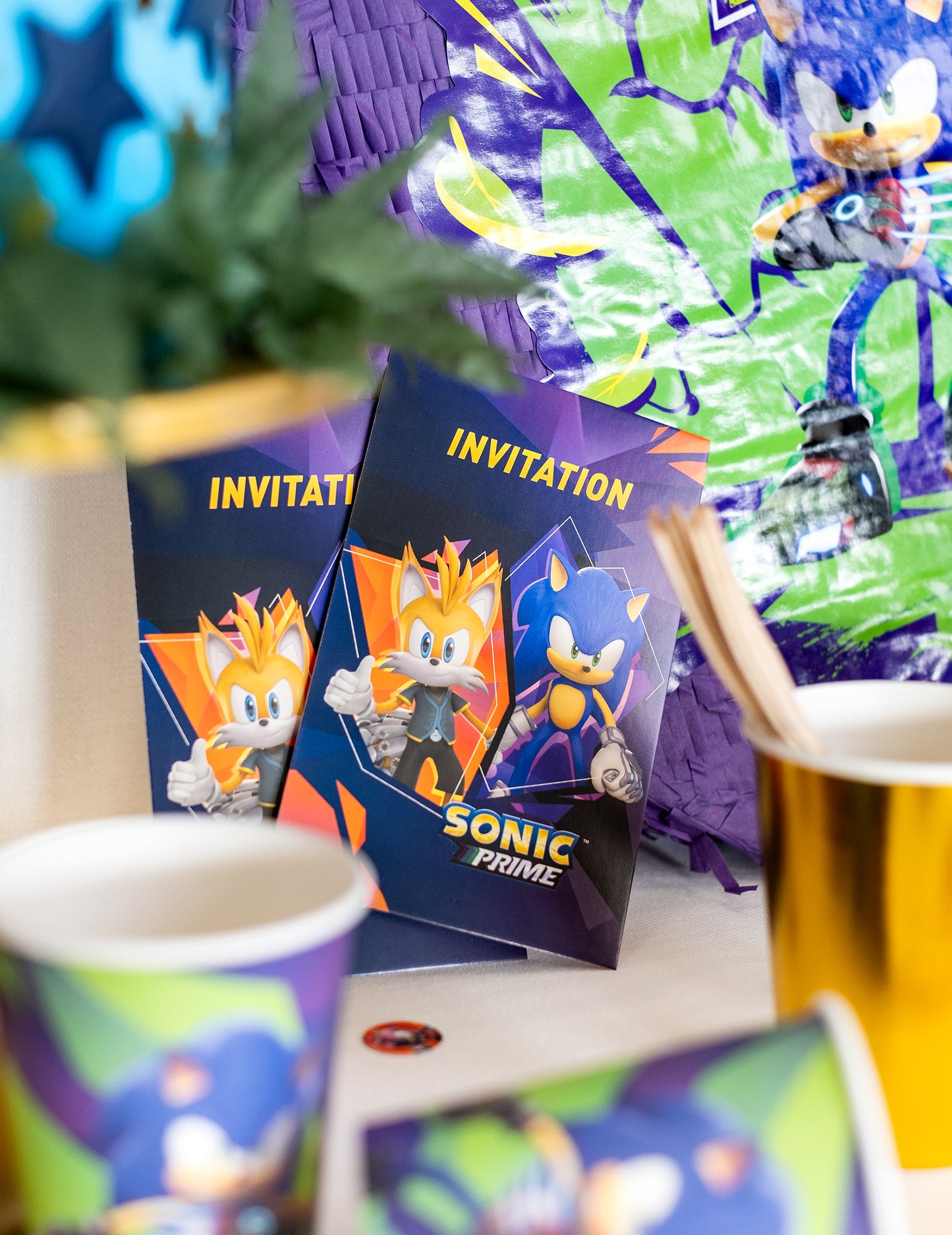 8 Sonic Prime Sonic Invitation Cards 10 x15 cm