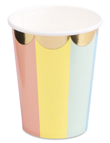 8 Berlingot Pastel and Gilding Cardboard Cups 200 ml