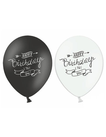 6 Všechno nejlepší k narozeninám Ballons Noir and White 30 cm