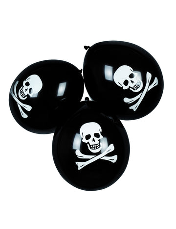 6 Black Pirate Latex Balloons