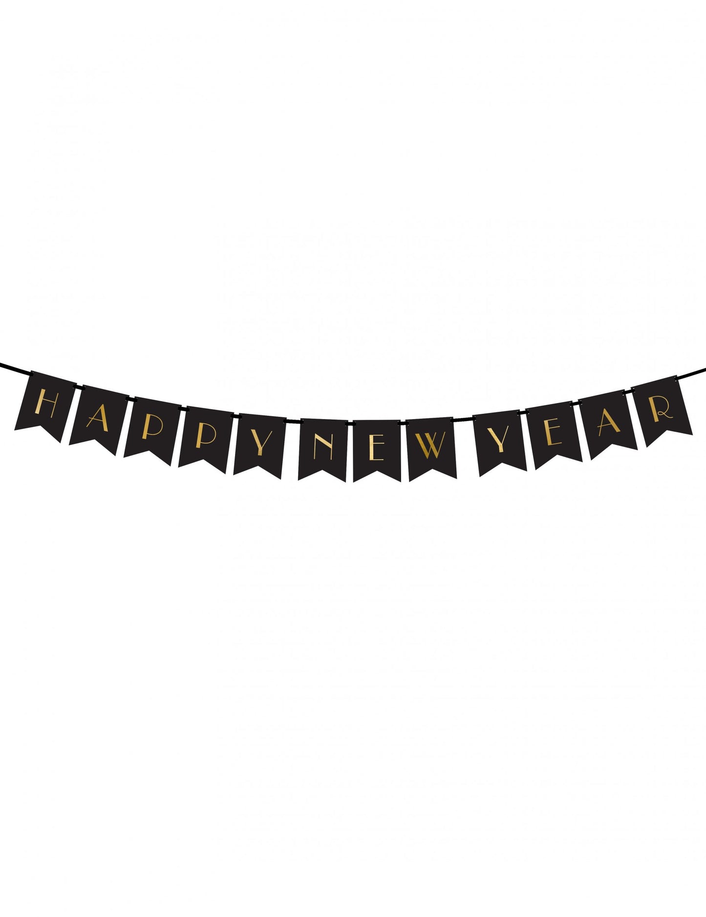 Banner Happy Nový rok Black and Golden 15 x 170 cm