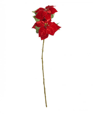 Red Poinsettia Flower Branch 75 cm