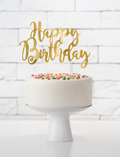 Dort Topper in Happy Birthday Gold Metallic 22,5 cm