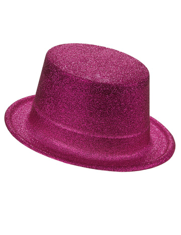 Fuschia pro dospělé třpytivý top klobouk