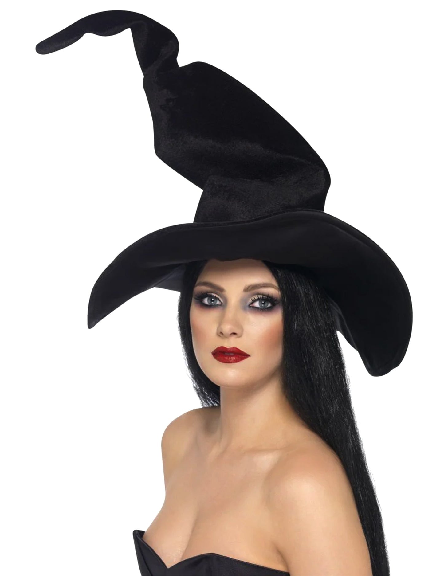 Černý čarodějnický klobouk Velvet Woman Halloween