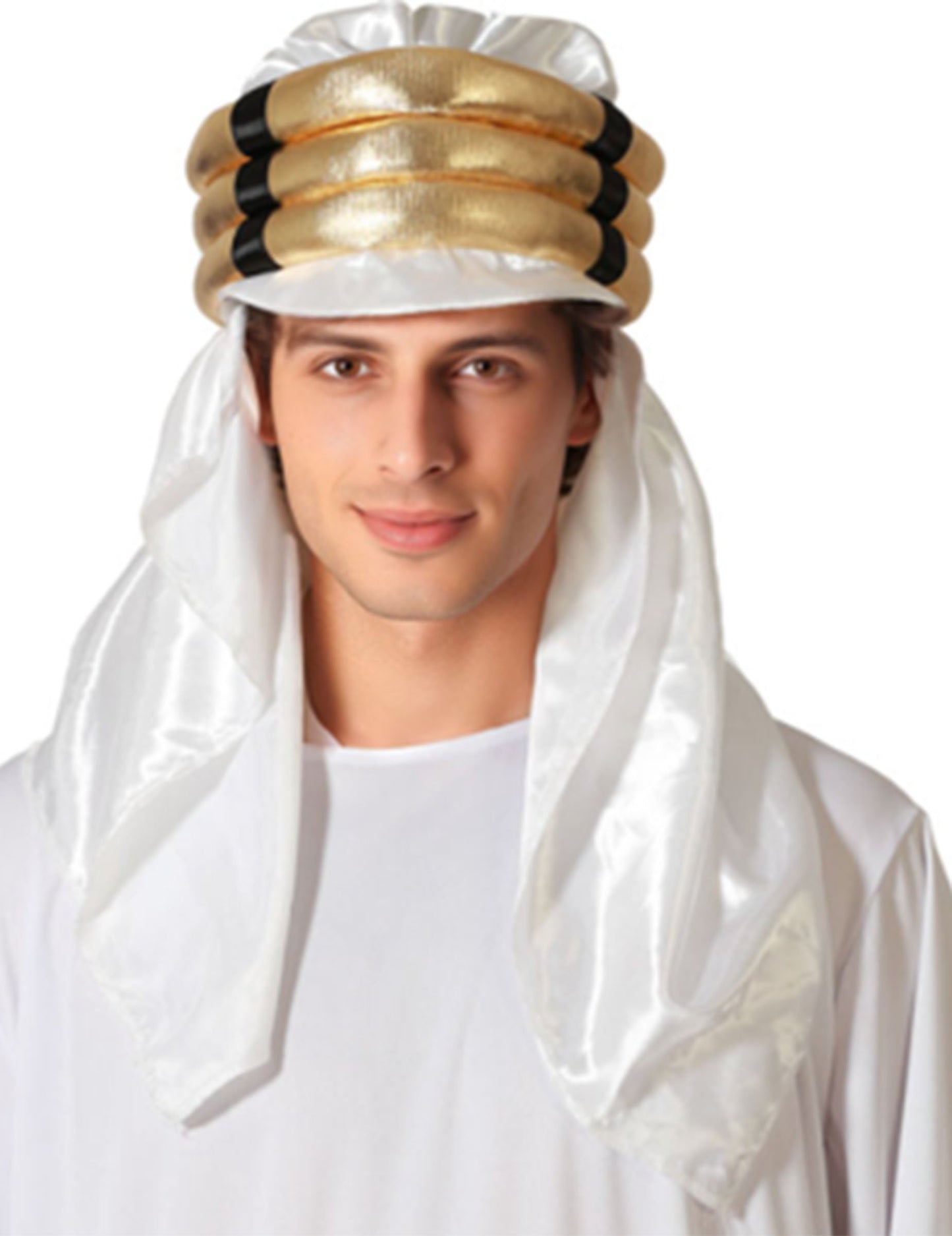 Chapeau sultan arabe blanc et doré adulte