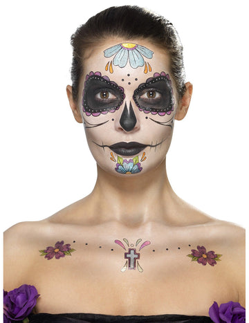 Kit make -up Blue Flowers Woman Dia de los muertos