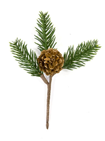 Dekorace pobočky FIR s borovicovým kuželem 15 cm