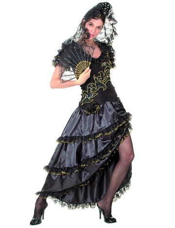 Taneční tanečnice Flamenco Dancer Black and Gold