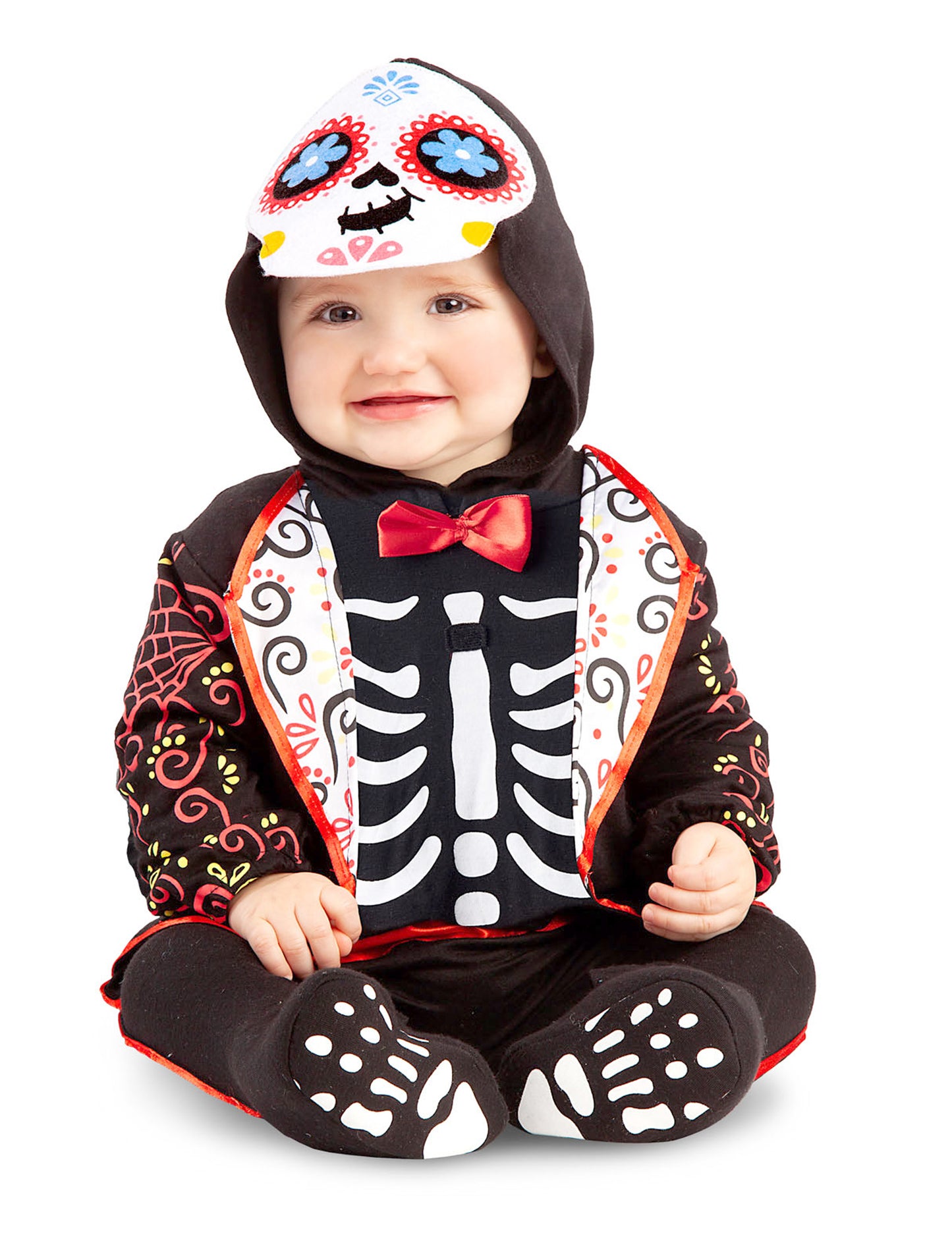 Mini kostra maskovaná dia de los muertos baby