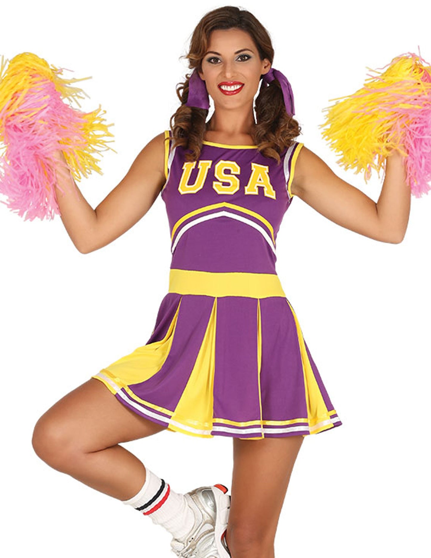 Pompom Girl USA Violet a žlutá žena kostým