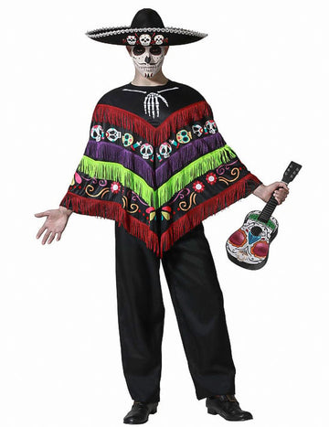 Poncho kostra dia de los muertos dospělý převlečení