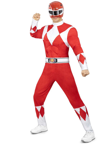 Dospělý červený kostým Power Ranger