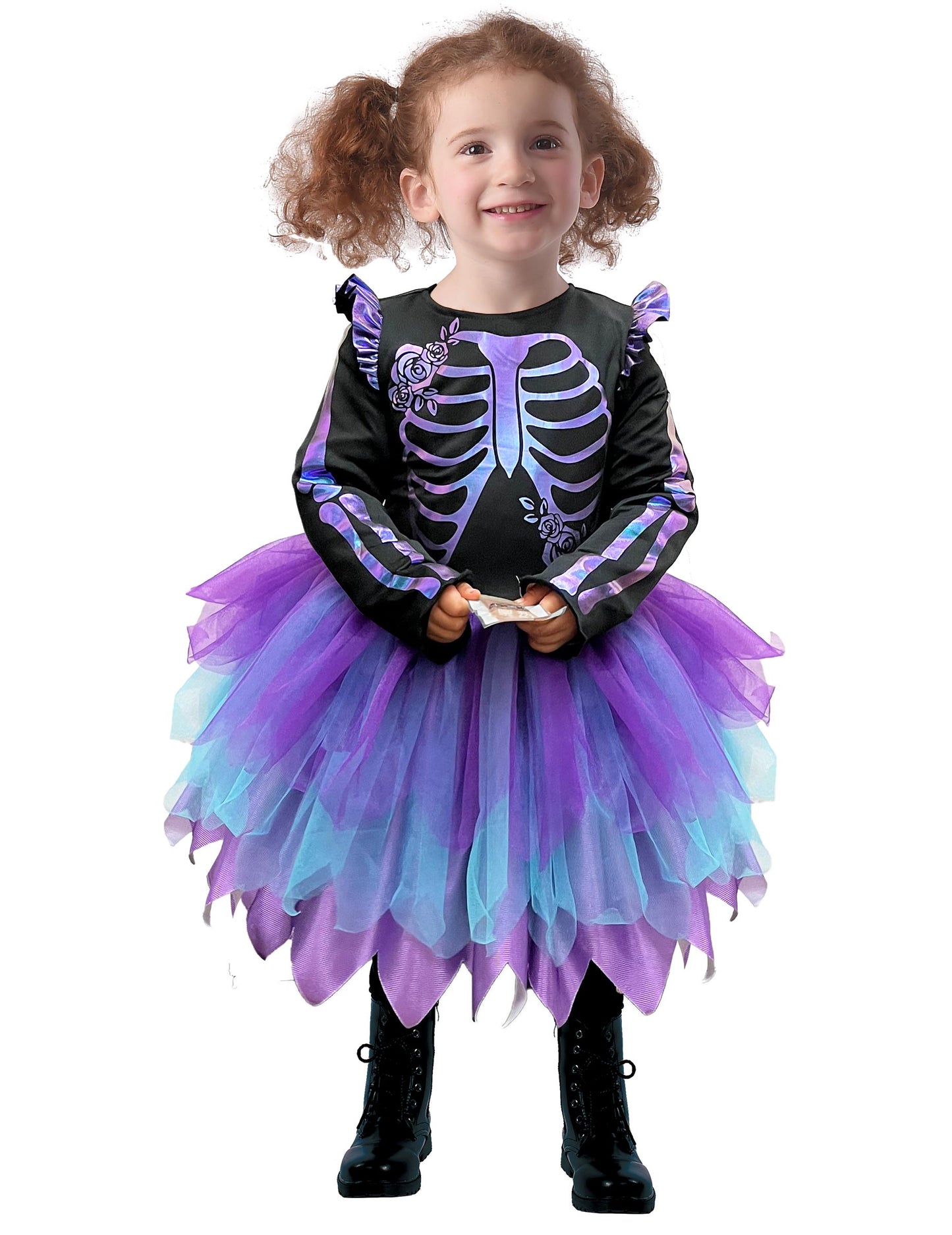 Skeleton maskoval tutu brilantní fialová dívka