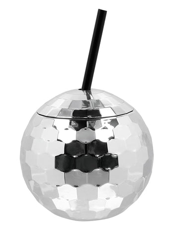 Disco Ball Cup se stříbrnou slámou 650 ml