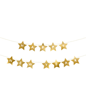 Golden Stars Garland šťastný nový rok 290 cm