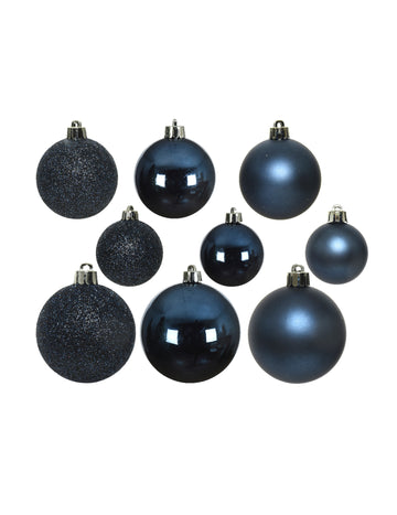 30 Midnight Blue Christmas Balls 4 až 6 cm