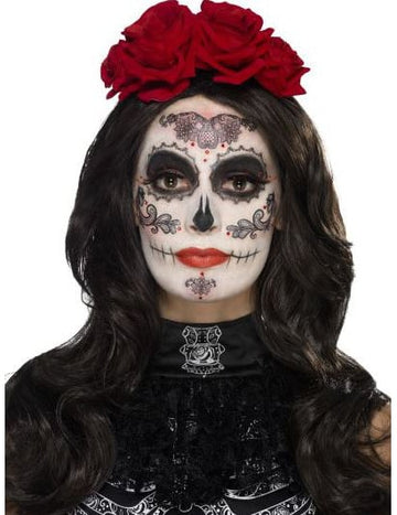 Glamour Makeup Kit s falešnými řasami a šperky Dia de los Muertos