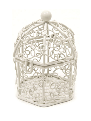 Mini White Metal Bird Cage 5,5 x 4,5 cm