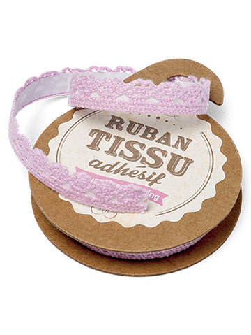 Ribbon Tape Adhesive Pink Lace 10 mm x 2 m