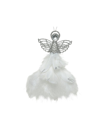 Silver Angel Suspension and Feathers 21 cm